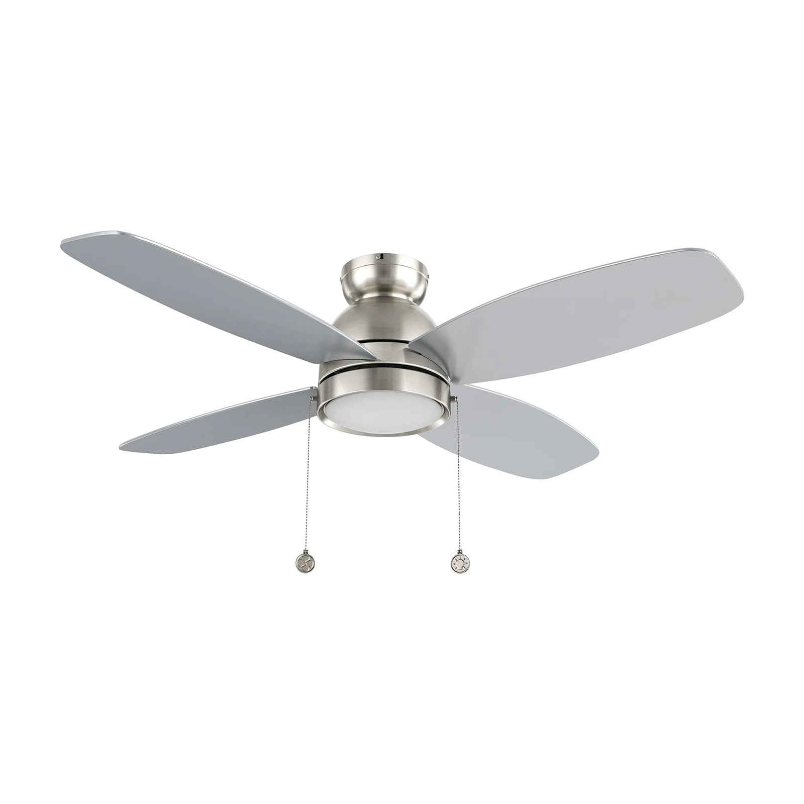 Carro Greenwood 48in 4-Blade Flush Mount Ceiling Fan | Brushed Nickel Plywood Blades and Integrated LED | Living Room & | Model CFP484Q5-L11-SJ-1-FM