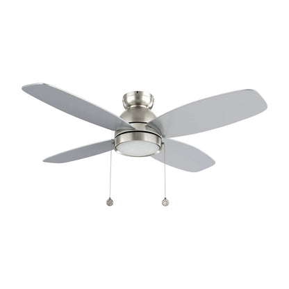 Carro Greenwood 48in 4-Blade Flush Mount Ceiling Fan | Brushed Nickel Plywood Blades and Integrated LED | Living Room & | Model CFP484Q5-L11-SJ-1-FM