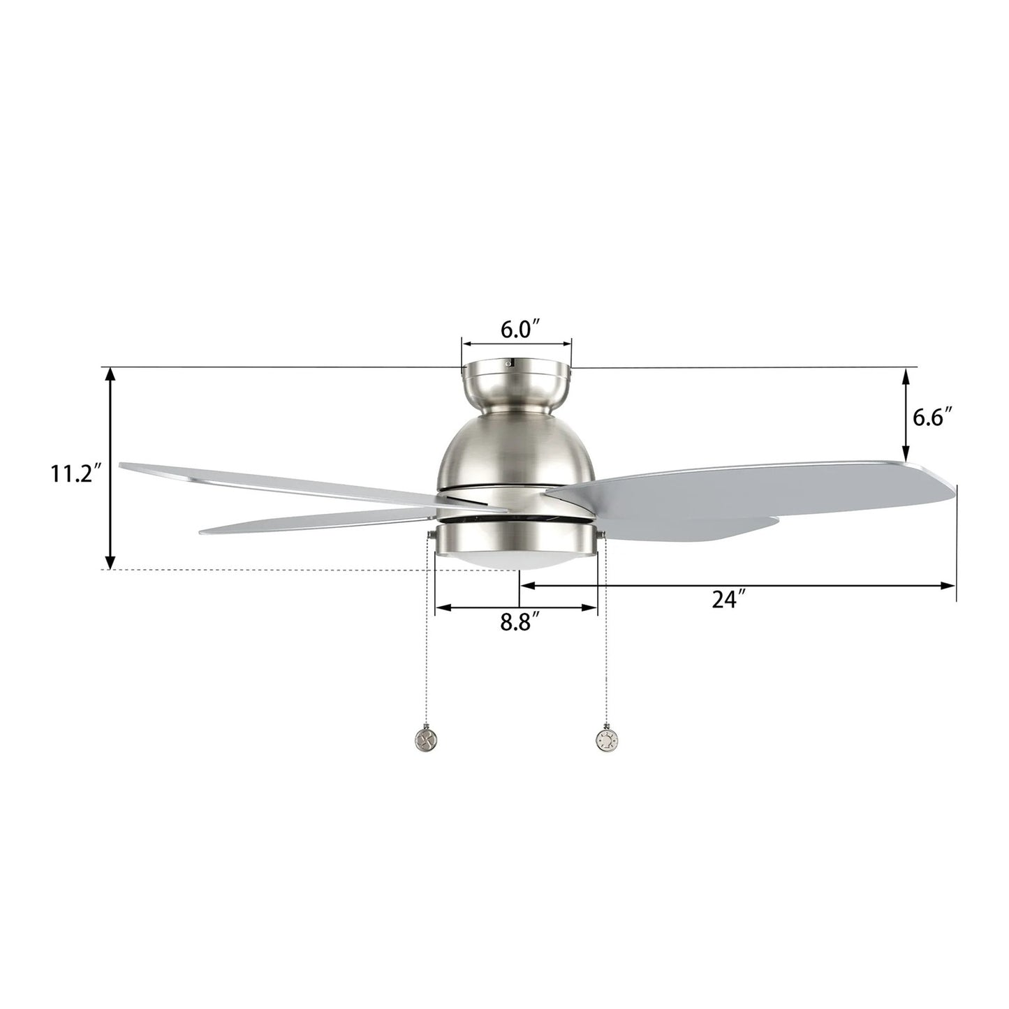 Carro Greenwood 48in 4-Blade Flush Mount Ceiling Fan | Brushed Nickel Plywood Blades and Integrated LED | Living Room & | Model CFP484Q5-L11-SJ-1-FM