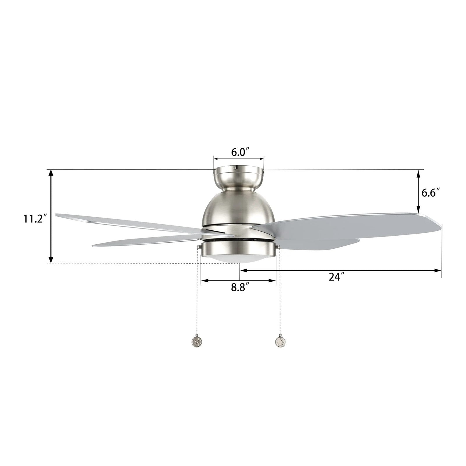 Carro Greenwood 48in 4-Blade Flush Mount Ceiling Fan | Brushed Nickel Plywood Blades and Integrated LED | Living Room & | Model CFP484Q5-L11-SJ-1-FM