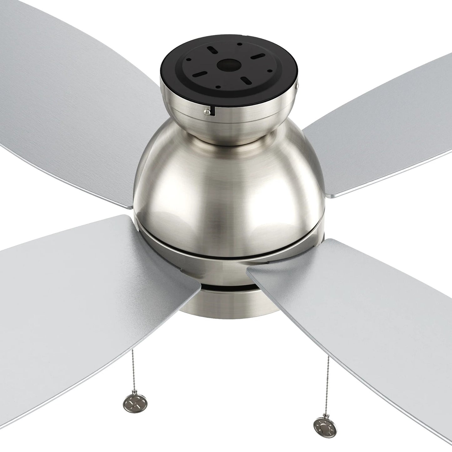 Carro Greenwood 48in 4-Blade Flush Mount Ceiling Fan | Brushed Nickel Plywood Blades and Integrated LED | Living Room & | Model CFP484Q5-L11-SJ-1-FM
