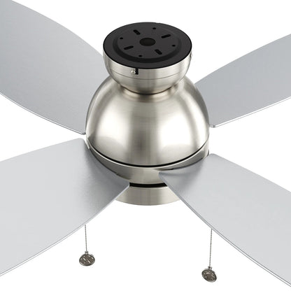 Carro Greenwood 48in 4-Blade Flush Mount Ceiling Fan | Brushed Nickel Plywood Blades and Integrated LED | Living Room & | Model CFP484Q5-L11-SJ-1-FM