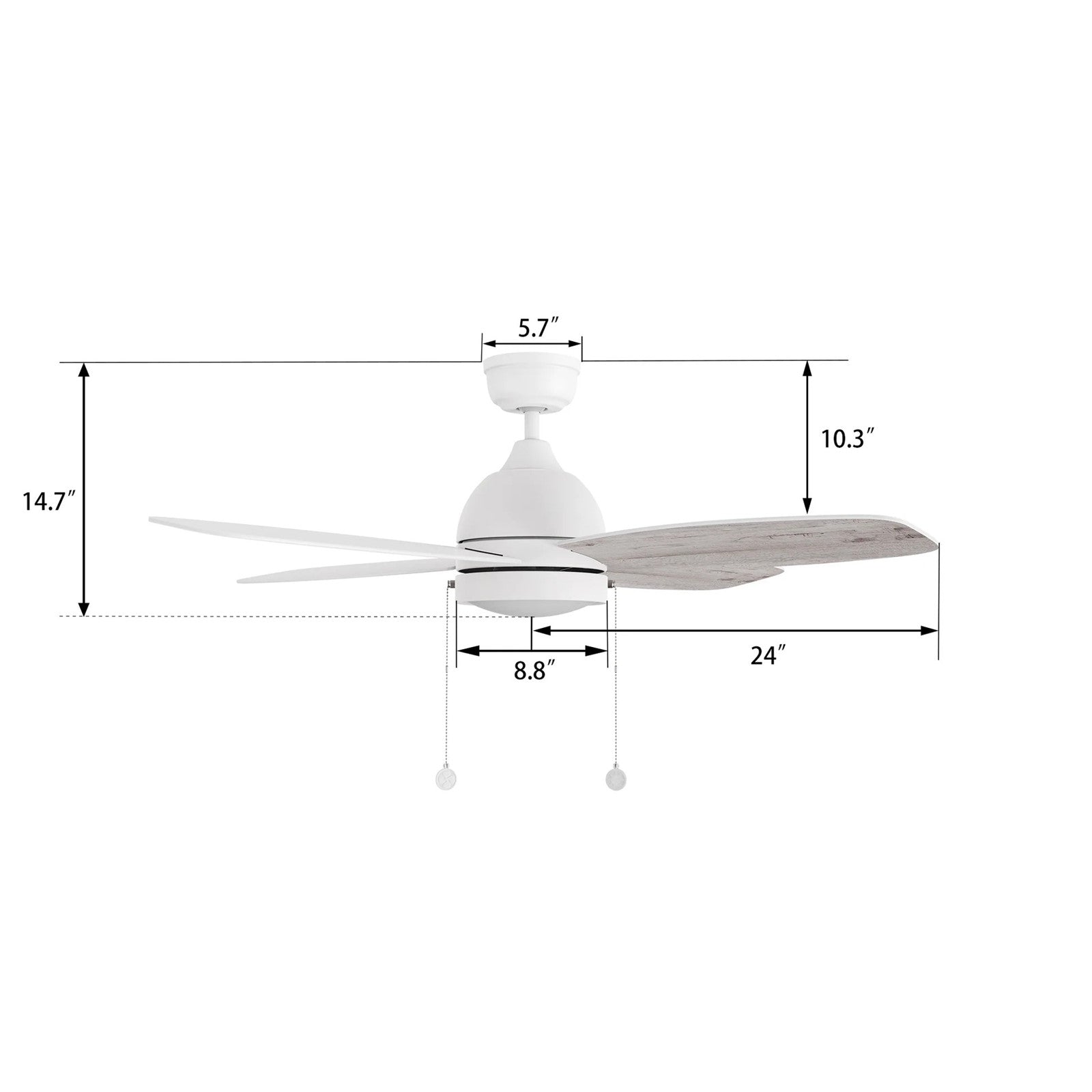Carro Greenwood 48in 4-Blade Ceiling Fan | White Washed Plywood Blades and Integrated LED | Living Room & Bedroom | 48 x 48 x | Model CFP484Q5-L11-WP-1