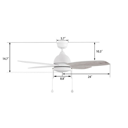 Carro Greenwood 48in 4-Blade Ceiling Fan | White Washed Plywood Blades and Integrated LED | Living Room & Bedroom | 48 x 48 x | Model CFP484Q5-L11-WP-1