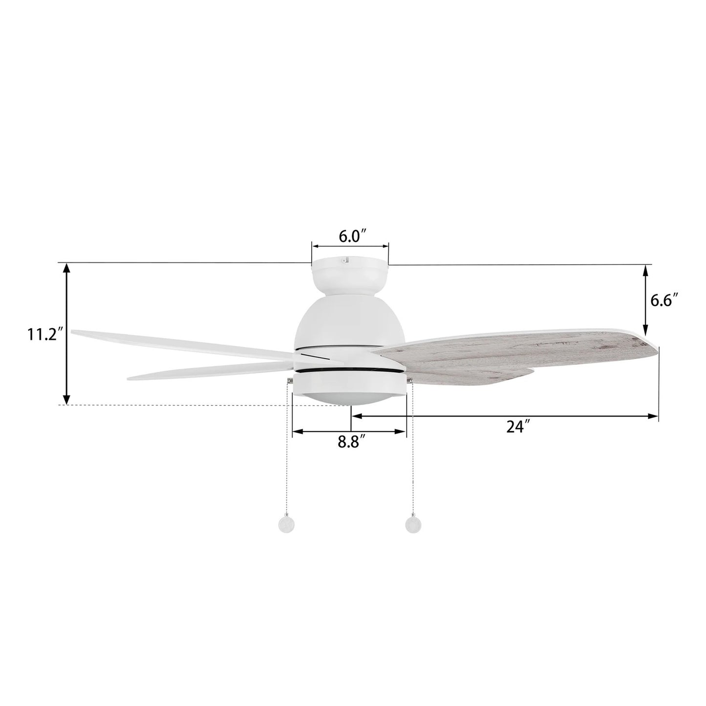 Carro Greenwood 48in 4-Blade Flush Mount Ceiling Fan | White Plywood Blades and Integrated LED | Living Room & Bedroom | 48 x | Model CFP484Q5-L11-WP-1-FM