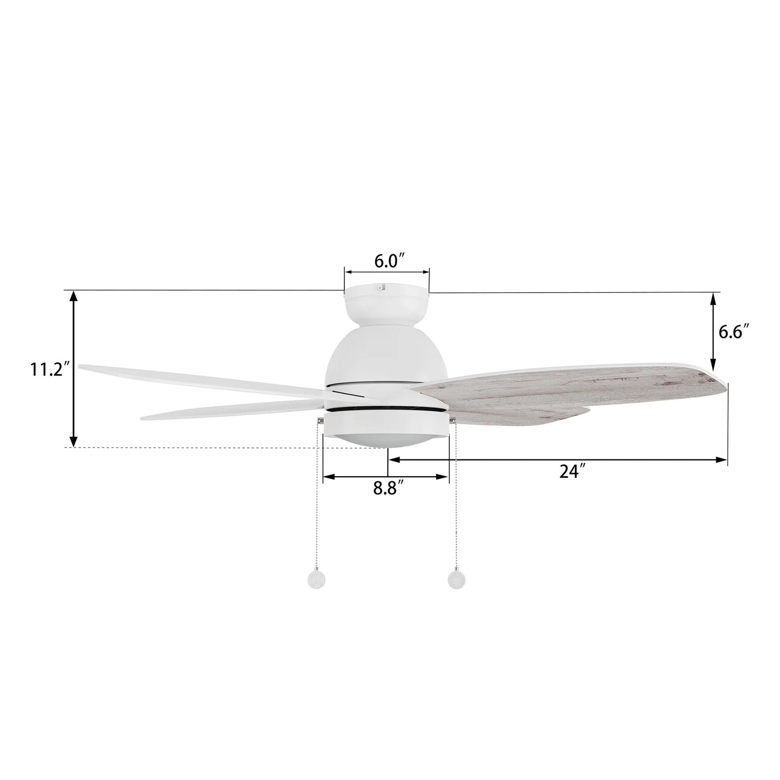 Carro Greenwood 48in 4-Blade Flush Mount Ceiling Fan | White Plywood Blades and Integrated LED | Living Room & Bedroom | 48 x | Model CFP484Q5-L11-WP-1-FM