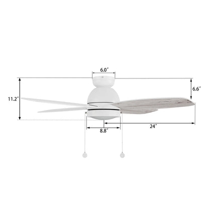 Carro Greenwood 48in 4-Blade Flush Mount Ceiling Fan | White Plywood Blades and Integrated LED | Living Room & Bedroom | 48 x | Model CFP484Q5-L11-WP-1-FM
