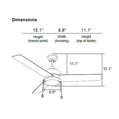 Carro Ascott 52in 3-Blade Ceiling Fan | Modern Black Plywood Blades and Integrated 3500K LED | Living Room & Bedroom | 52 x 52 x | Model CFP523E5-L12-B2-1