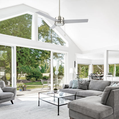 Carro Ascott 52in 3-Blade Ceiling Fan | Brushed Nickel Plywood Blades | Living Room & Bedroom | 52 x 52 x 15 in | Model CFP523E5-L12-SJ-1