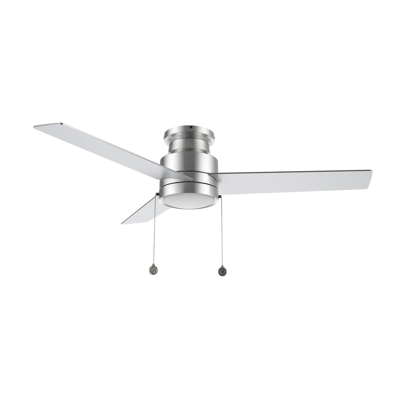Carro Ascott 52in 3-Blade Flush Mount Ceiling Fan | Brushed Nickel Plywood Blades | Living Room & Bedroom | 52 x 52 x 11 in | Model CFP523E5-L12-SJ-1-FM