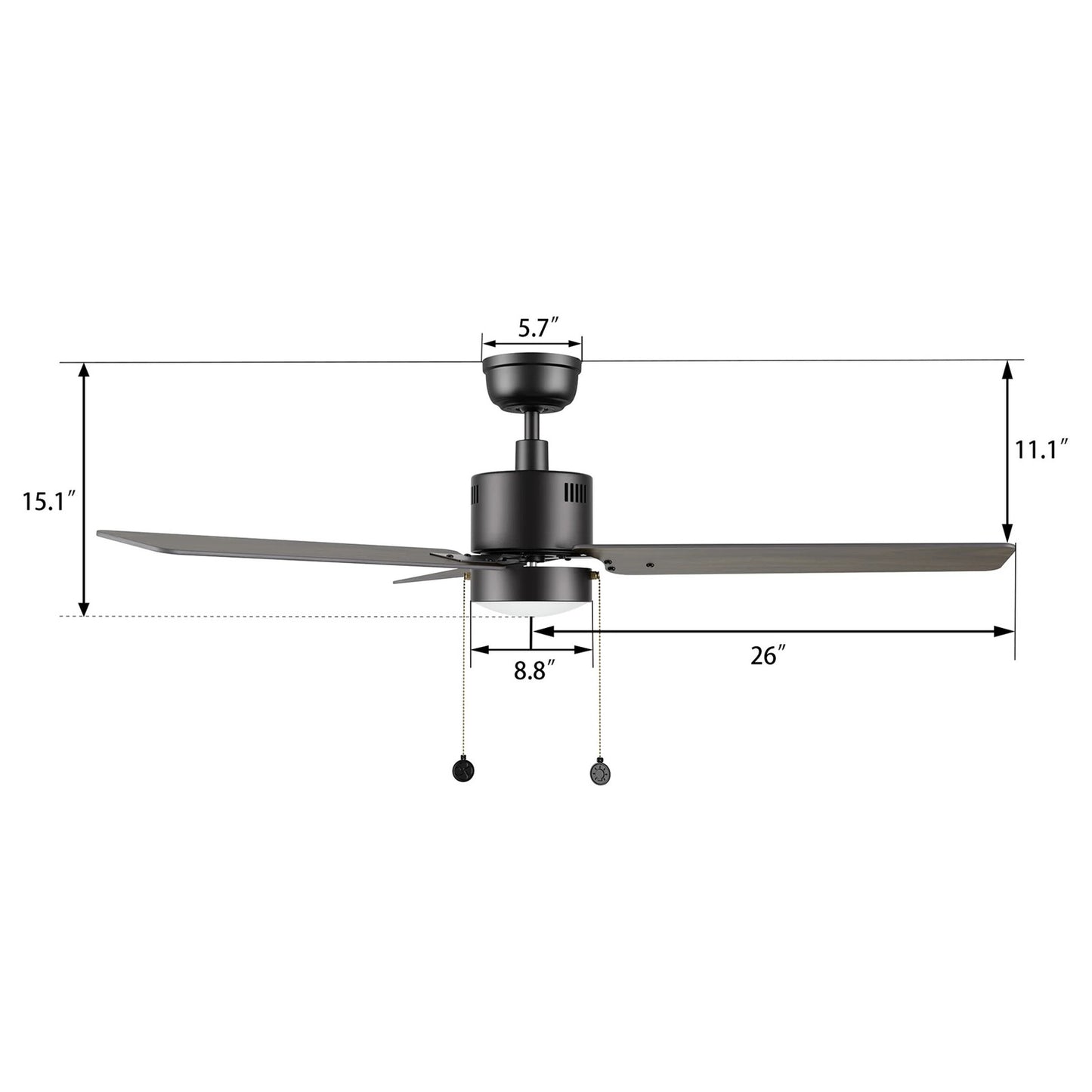 Carro Apex 52in 3-Blade Ceiling Fan | Modern Black Walnut Plywood and Integrated LED | Living Room & Bedroom | 14.2 x 52 x 52 in | Model CFP523E5-L21-B5-1