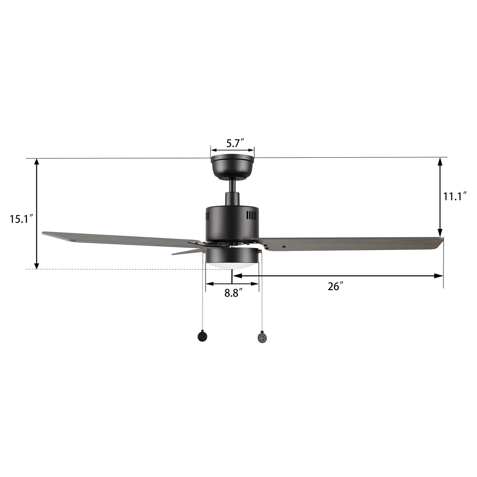Carro Apex 52in 3-Blade Ceiling Fan | Modern Black Walnut Plywood and Integrated LED | Living Room & Bedroom | 14.2 x 52 x 52 in | Model CFP523E5-L21-B5-1