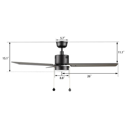 Carro Apex 52in 3-Blade Ceiling Fan | Modern Black Walnut Plywood and Integrated LED | Living Room & Bedroom | 14.2 x 52 x 52 in | Model CFP523E5-L21-B5-1