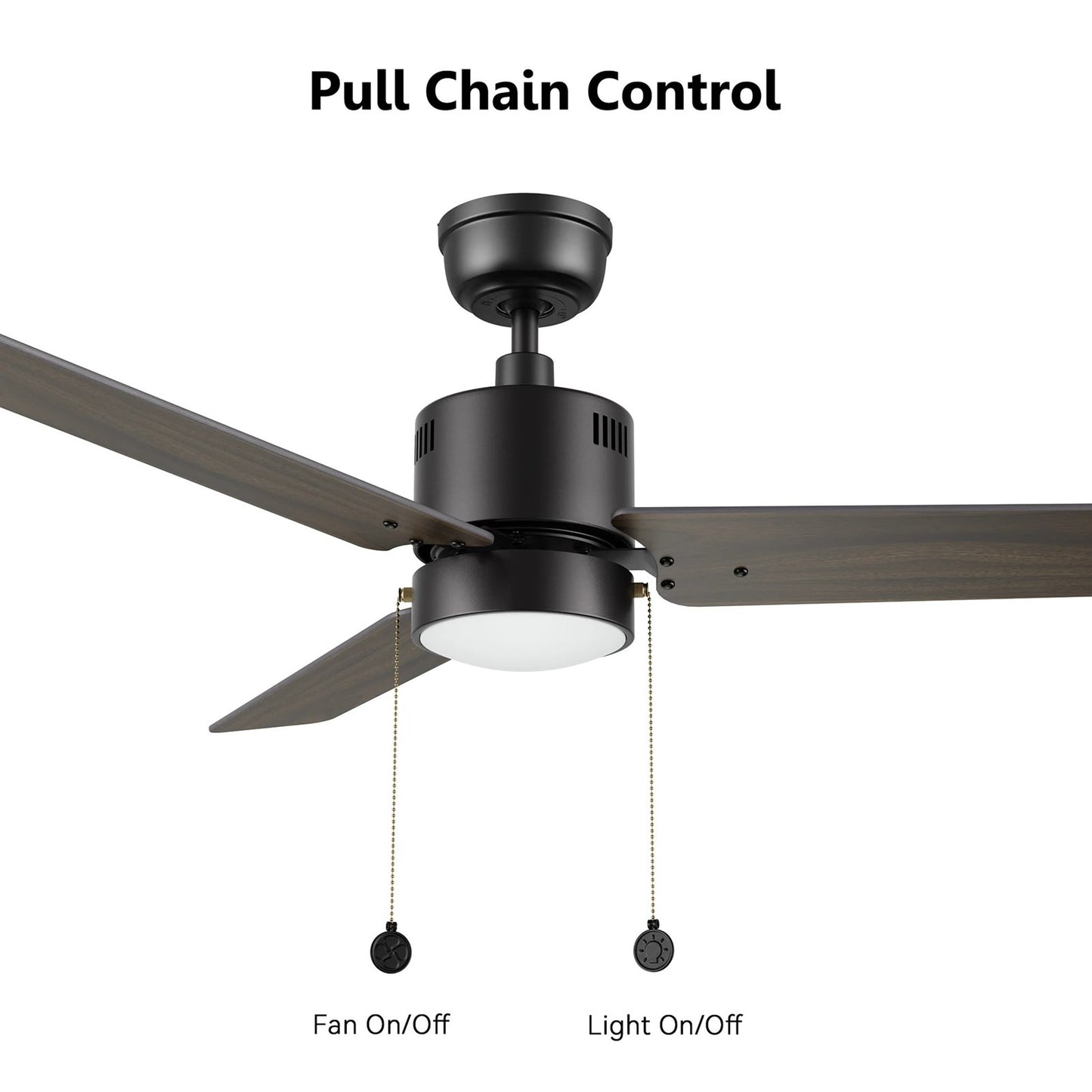 Carro Apex 52in 3-Blade Ceiling Fan | Modern Black Walnut Plywood and Integrated LED | Living Room & Bedroom | 14.2 x 52 x 52 in | Model CFP523E5-L21-B5-1