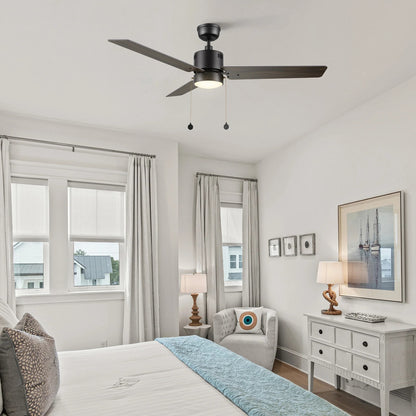 Carro Apex 52in 3-Blade Ceiling Fan | Modern Black Walnut Plywood and Integrated LED | Living Room & Bedroom | 14.2 x 52 x 52 in | Model CFP523E5-L21-B5-1