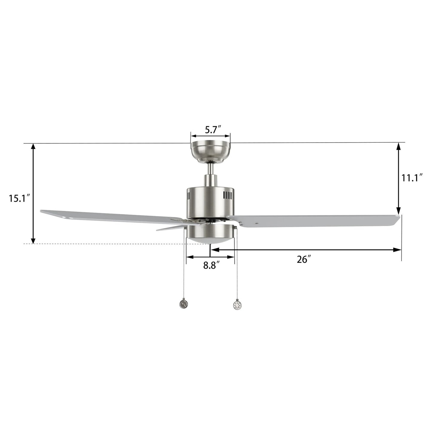 Carro Apex 52in 3-Blade Ceiling Fan | Modern Brushed Nickel Plywood and Integrated LED | Living Room & Bedroom | 14.2 x 52 x 52 | Model CFP523E5-L21-SJ-1