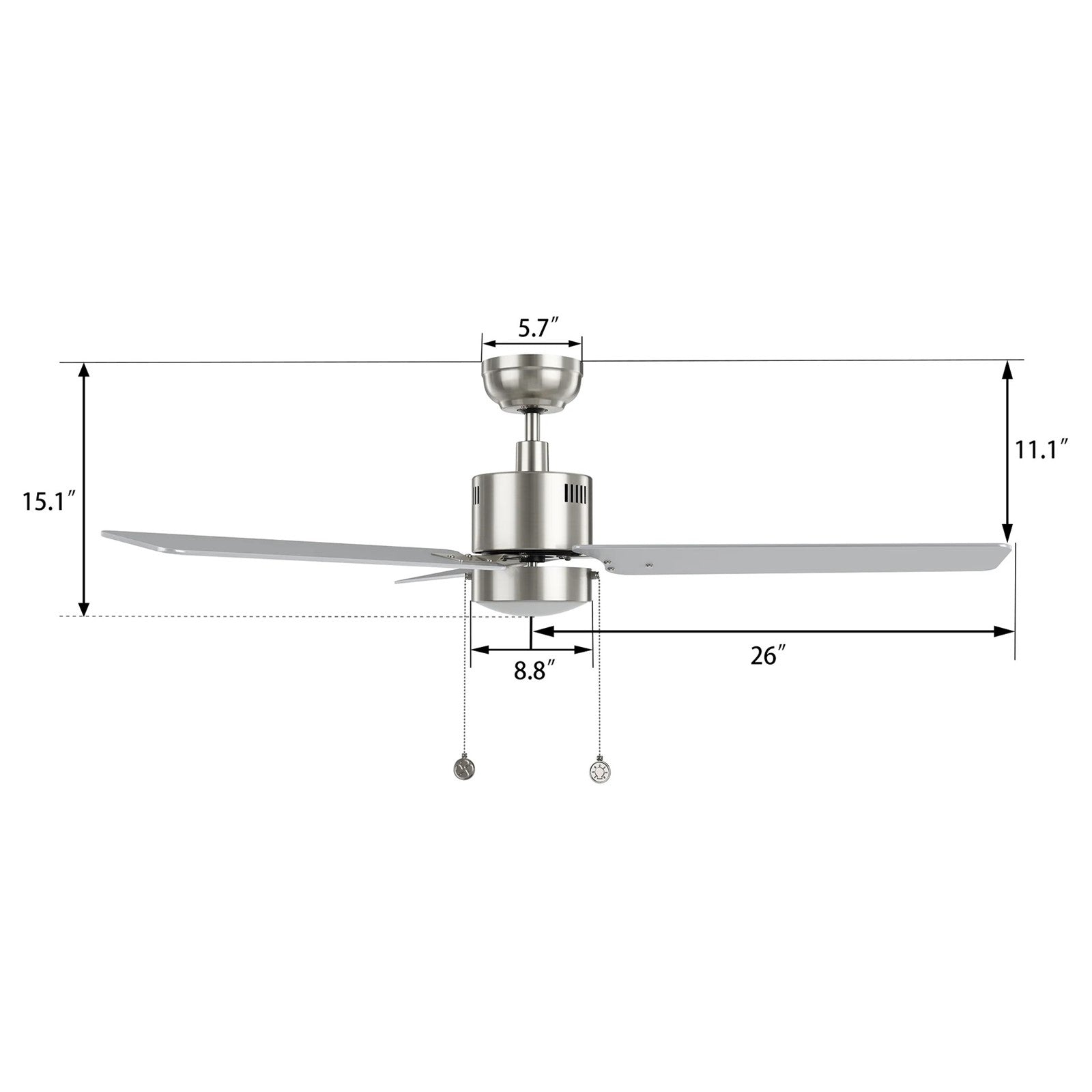 Carro Apex 52in 3-Blade Ceiling Fan | Modern Brushed Nickel Plywood and Integrated LED | Living Room & Bedroom | 14.2 x 52 x 52 | Model CFP523E5-L21-SJ-1