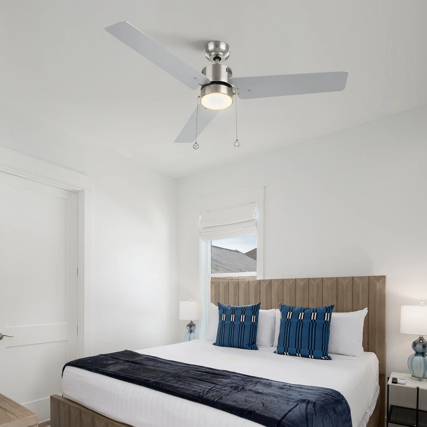 Carro Apex 52in 3-Blade Ceiling Fan | Modern Brushed Nickel Plywood and Integrated LED | Living Room & Bedroom | 14.2 x 52 x 52 | Model CFP523E5-L21-SJ-1