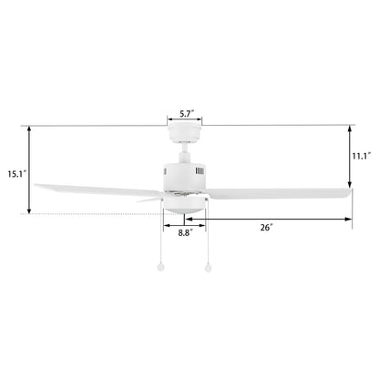 Carro Apex 52in 3-Blade Ceiling Fan | Modern White Plywood and Integrated LED | Living Room & Bedroom | 14.2 x 52 x 52 in | Model CFP523E5-L21-W1-1