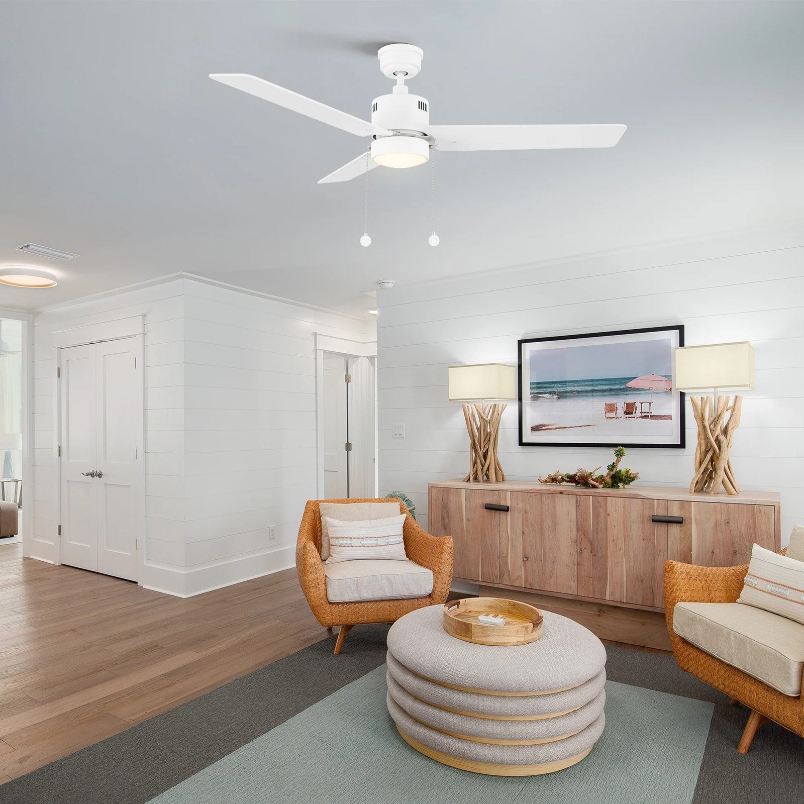 Carro Apex 52in 3-Blade Ceiling Fan | Modern White Plywood and Integrated LED | Living Room & Bedroom | 14.2 x 52 x 52 in | Model CFP523E5-L21-W1-1