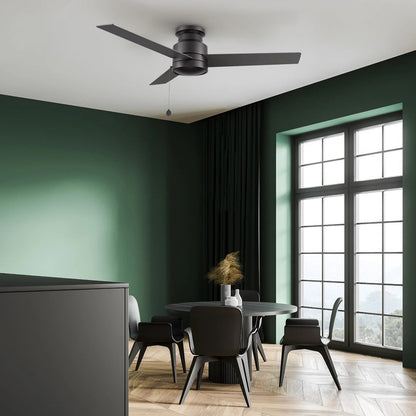 Carro Ascott 52in 3-Blade Flush Mount Ceiling Fan | Modern Black Plywood Blades | Indoor Living Room & Bedroom | 52 x 52 x 11 | Model CFP523E5-N10-B2-1-FM