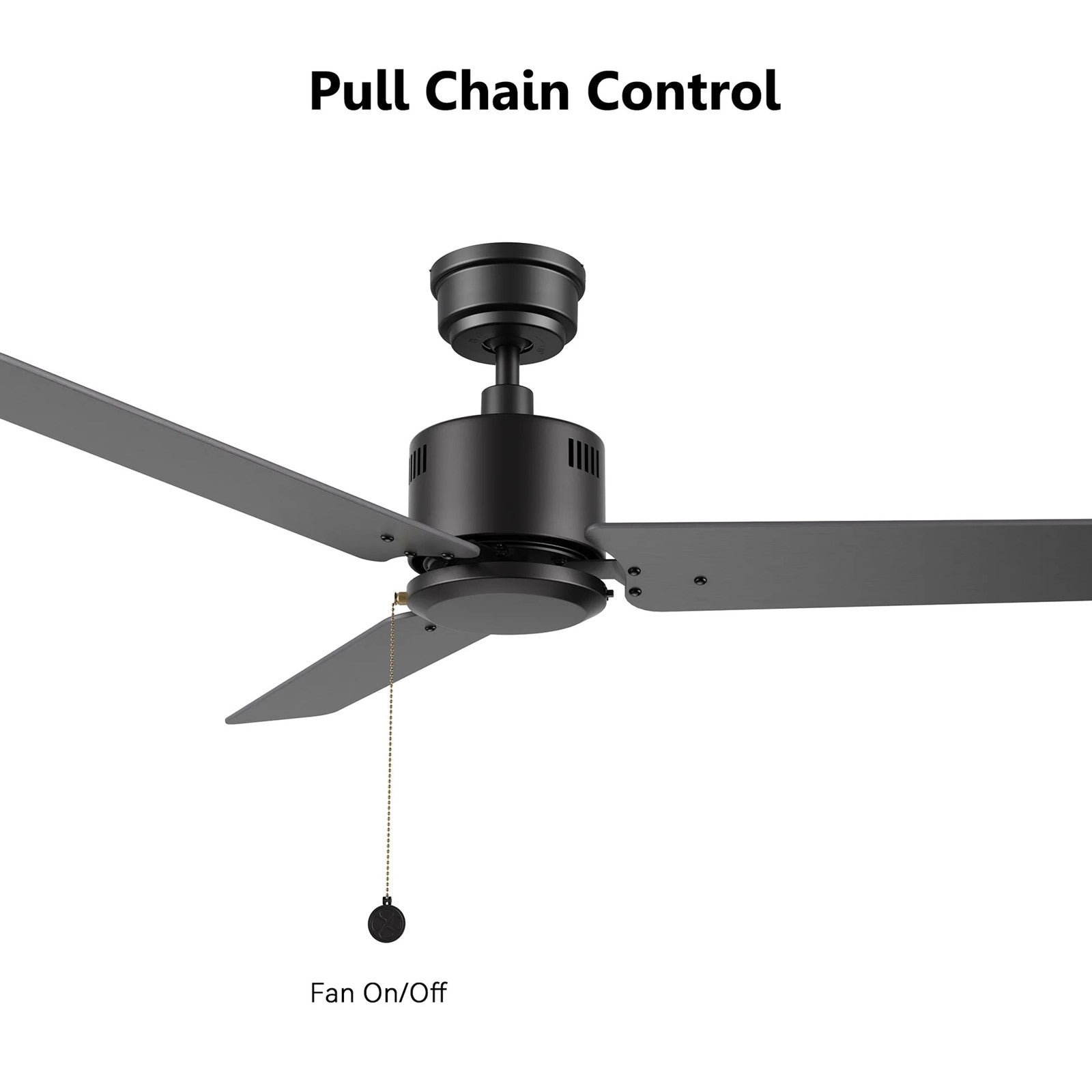 Carro Apex 52in 3-Blade Ceiling Fan | Black Plywood Blades and Black Finish | Living Room & Bedroom | 52 x 52 x 12.7 in | Model CFP523E5-N20-B2-1