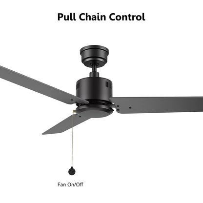Carro Apex 52in 3-Blade Ceiling Fan | Black Plywood Blades and Black Finish | Living Room & Bedroom | 52 x 52 x 12.7 in | Model CFP523E5-N20-B2-1