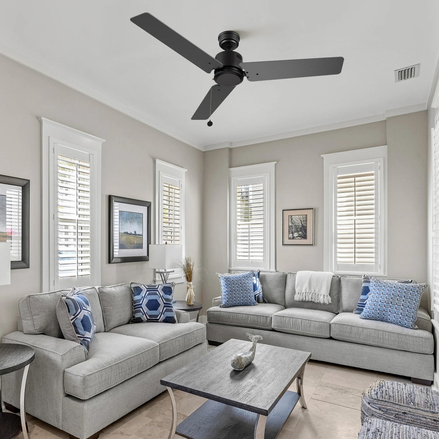 Carro Apex 52in 3-Blade Ceiling Fan | Black Plywood Blades and Black Finish | Living Room & Bedroom | 52 x 52 x 12.7 in | Model CFP523E5-N20-B2-1
