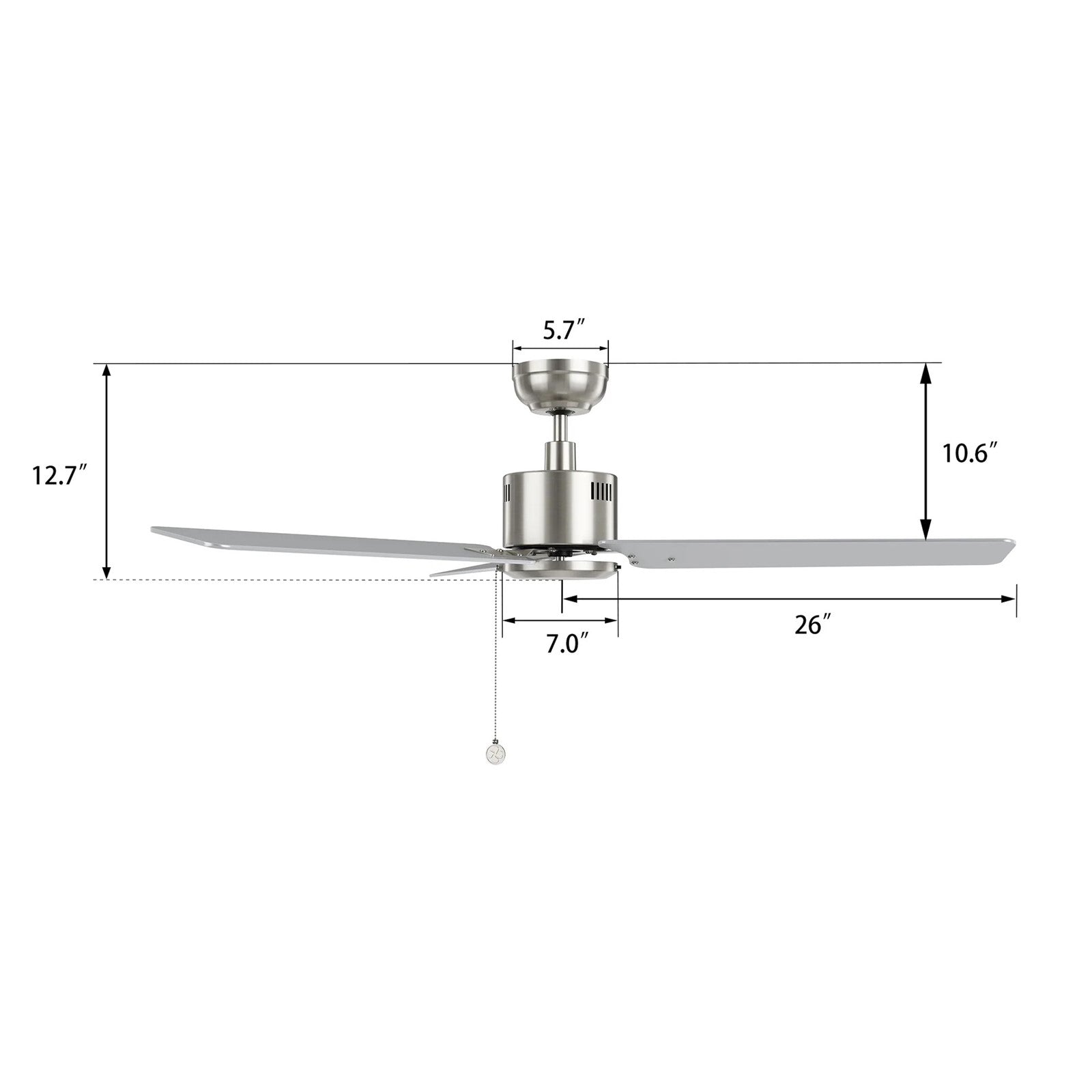 Carro Apex 52in 3-Blade Ceiling Fan | Brushed Nickel Plywood Blades and Brushed Nickel Finish | Living Room & Bedroom | 52 x 52 | Model CFP523E5-N20-SJ-1