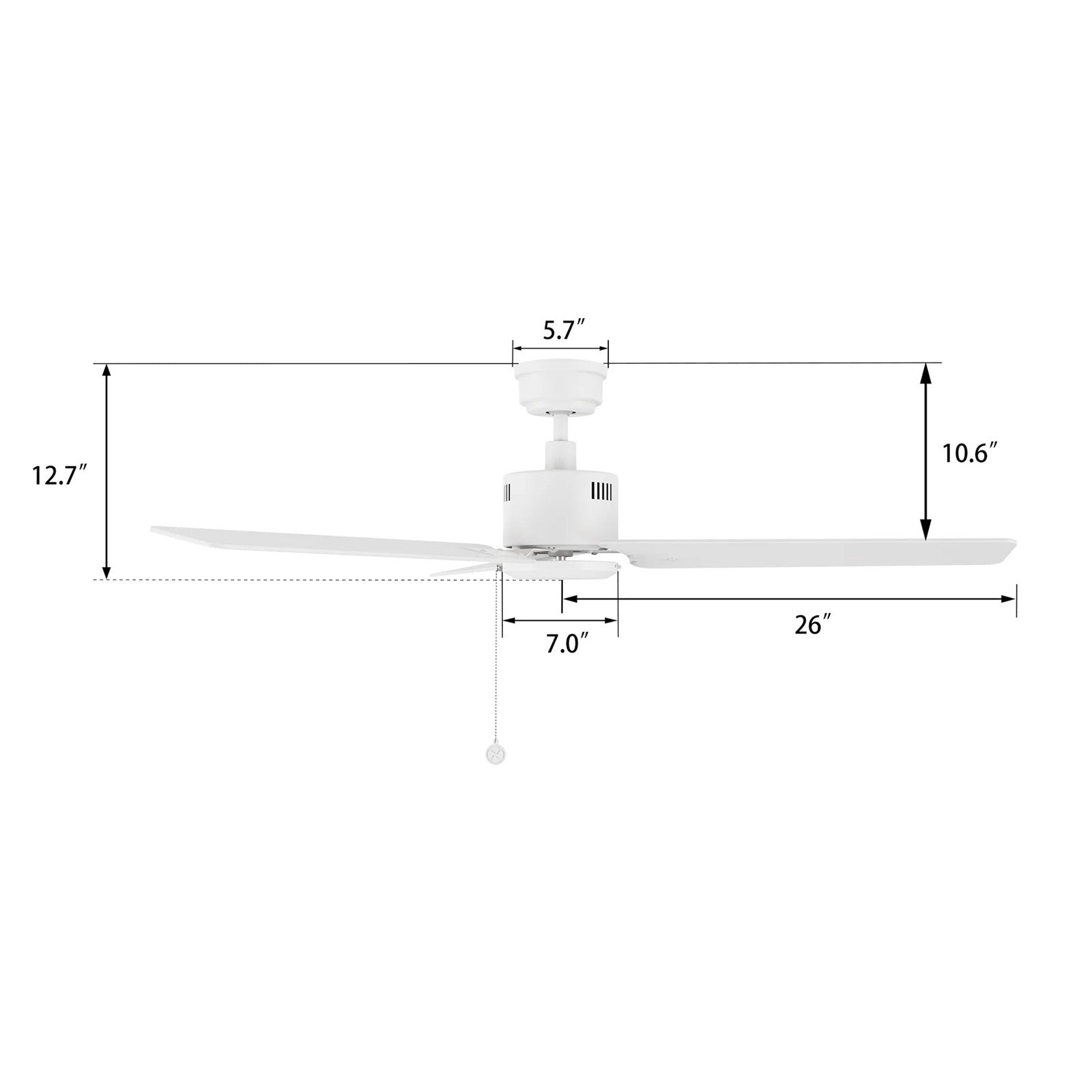 Carro Apex 52in 3-Blade Ceiling Fan | White Plywood Blades and White Finish | Living Room & Bedroom | 52 x 52 x 12.7 in | Model CFP523E5-N20-W1-1