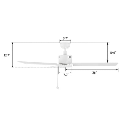Carro Apex 52in 3-Blade Ceiling Fan | White Plywood Blades and White Finish | Living Room & Bedroom | 52 x 52 x 12.7 in | Model CFP523E5-N20-W1-1