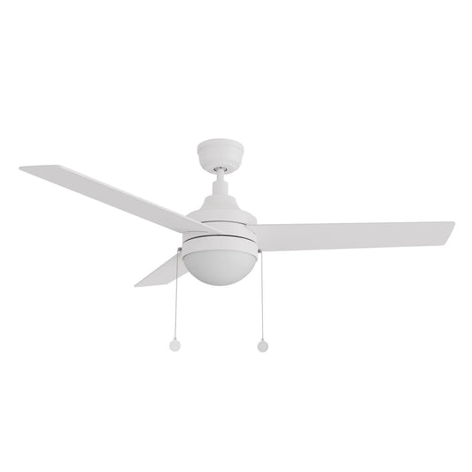 Carro Malta 52in 3-Blade Ceiling Fan | White Plywood Blades and Integrated 3500K LED | Living Room & Bedroom | 52 x 52 x 16.8 in | Model CFP523E6-L12-W1-1