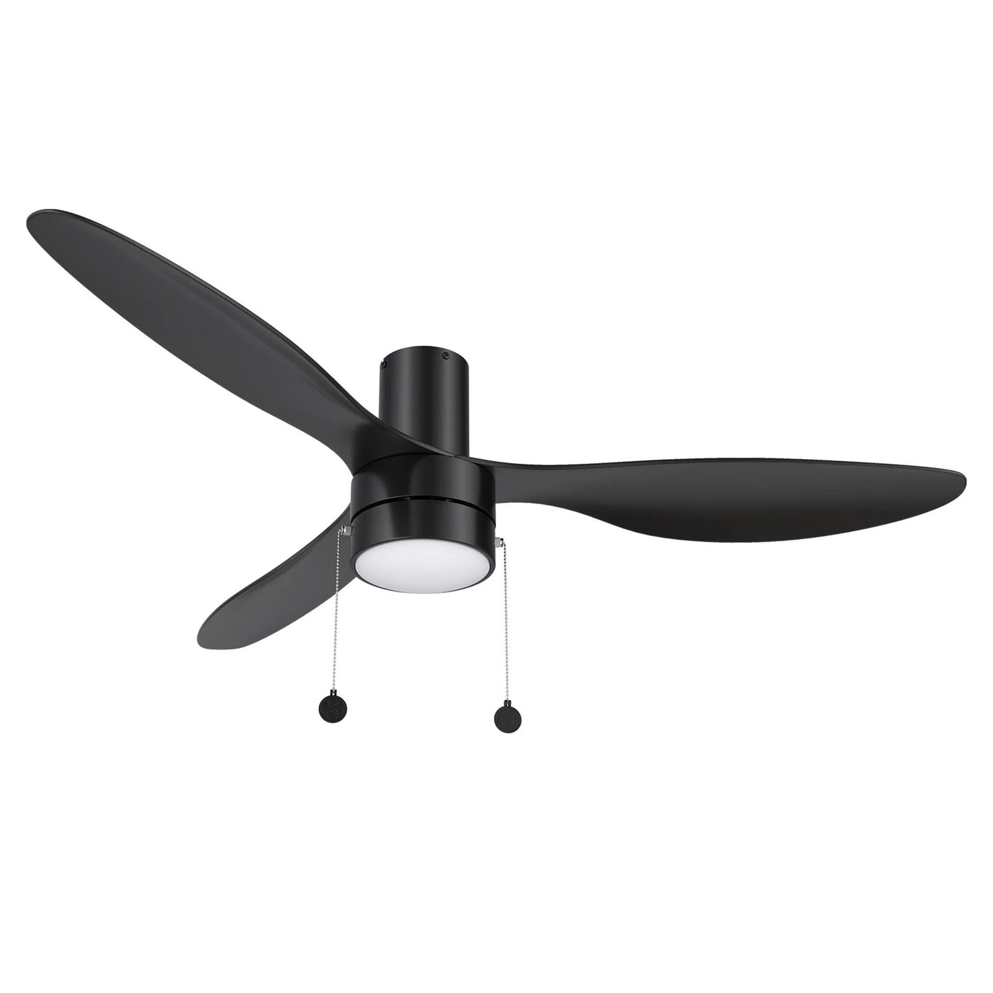 Carro Haven 52in 3-Blade LED Flush Mount Ceiling Fan | Black ABS Blades and Integrated 3500K LED | Large Living Room & Family | Model CFP523N4-L11-B2-1-FM