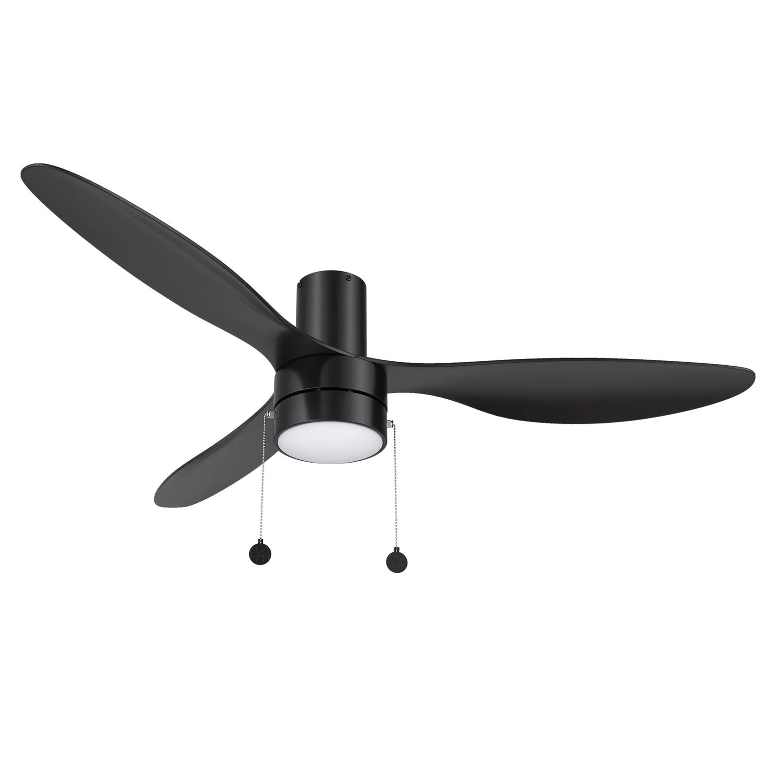 Carro Haven 52in 3-Blade LED Flush Mount Ceiling Fan | Black ABS Blades and Integrated 3500K LED | Large Living Room & Family | Model CFP523N4-L11-B2-1-FM