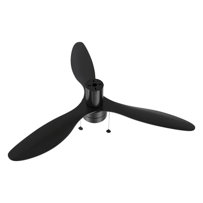 Carro Haven 52in 3-Blade LED Flush Mount Ceiling Fan | Black ABS Blades and Integrated 3500K LED | Large Living Room & Family | Model CFP523N4-L11-B2-1-FM