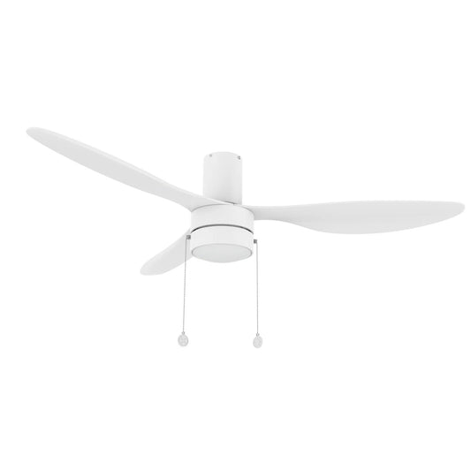 Carro Haven 52in 3-Blade LED Flush Mount Ceiling Fan | White ABS Blades and Integrated 3500K LED | Large Living Room & Family | Model CFP523N4-L11-W1-1-FM