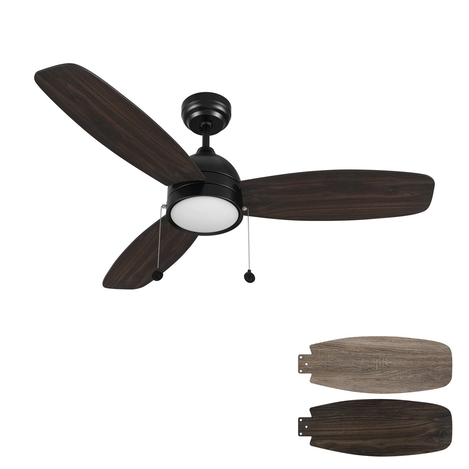 Carro Greenwood 52in 3-Blade Ceiling Fan with Light | Black Barnwood Plywood Blades | Living Room & Bedroom | 52 x 52 x 15.6 in | Model CFP523Q5-L12-BG-1