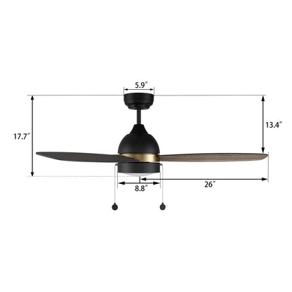 Carro Greenwood 52in 3-Blade Ceiling Fan with Light | Black Gold Barnwood Plywood Blades | Living Room & Bedroom | 52 x 52 x | Model CFP523Q5-L12-BG-1A