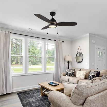 Carro Greenwood 52in 3-Blade Ceiling Fan with Light | Black Gold Barnwood Plywood Blades | Living Room & Bedroom | 52 x 52 x | Model CFP523Q5-L12-BG-1A