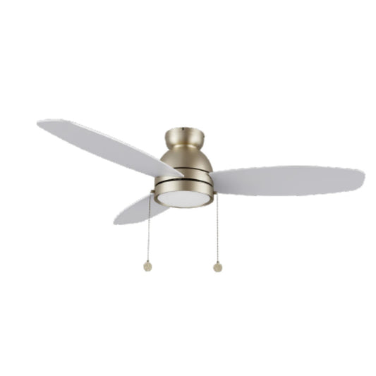 Carro Greenwood 52in 3-Blade Flush Mount Ceiling Fan | Soft Modern Brushed Nickel and Plywood | Low Ceiling Living Room & | Model CFP523Q5-L12-SJ-1-FM