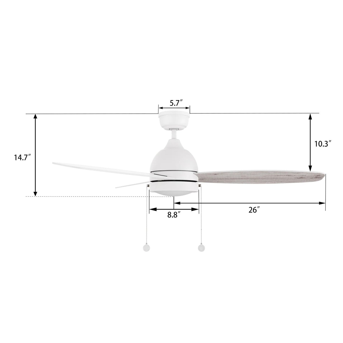 Carro Greenwood 52in 3-Blade Ceiling Fan | Soft Modern White and Plywood | Living Room & Bedroom | 52 x 52 x 15.6 in | Model CFP523Q5-L12-WP-1