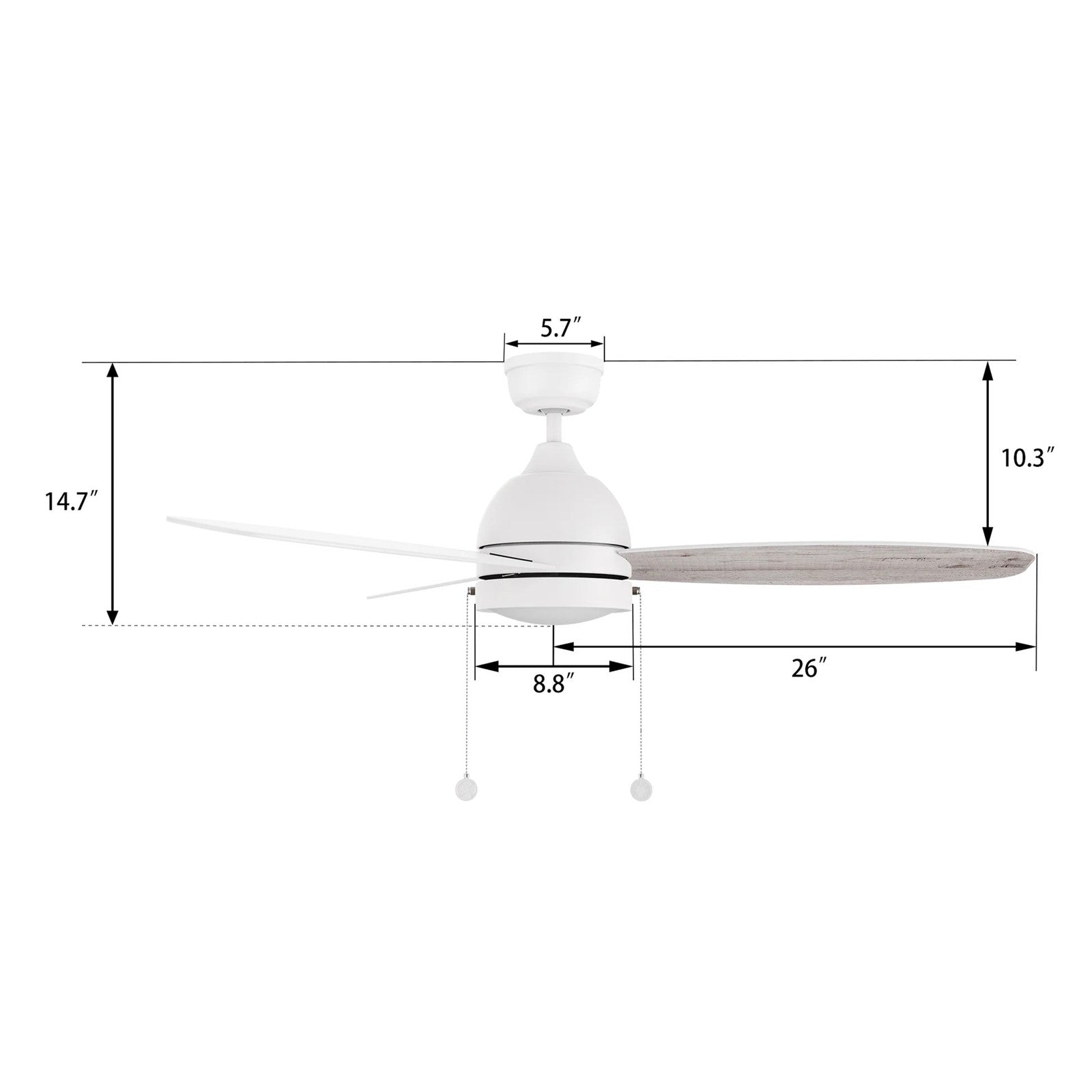 Carro Greenwood 52in 3-Blade Ceiling Fan | Soft Modern White and Plywood | Living Room & Bedroom | 52 x 52 x 15.6 in | Model CFP523Q5-L12-WP-1
