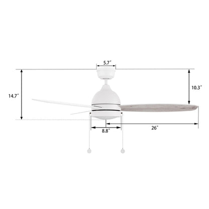 Carro Greenwood 52in 3-Blade Ceiling Fan | Soft Modern White and Plywood | Living Room & Bedroom | 52 x 52 x 15.6 in | Model CFP523Q5-L12-WP-1