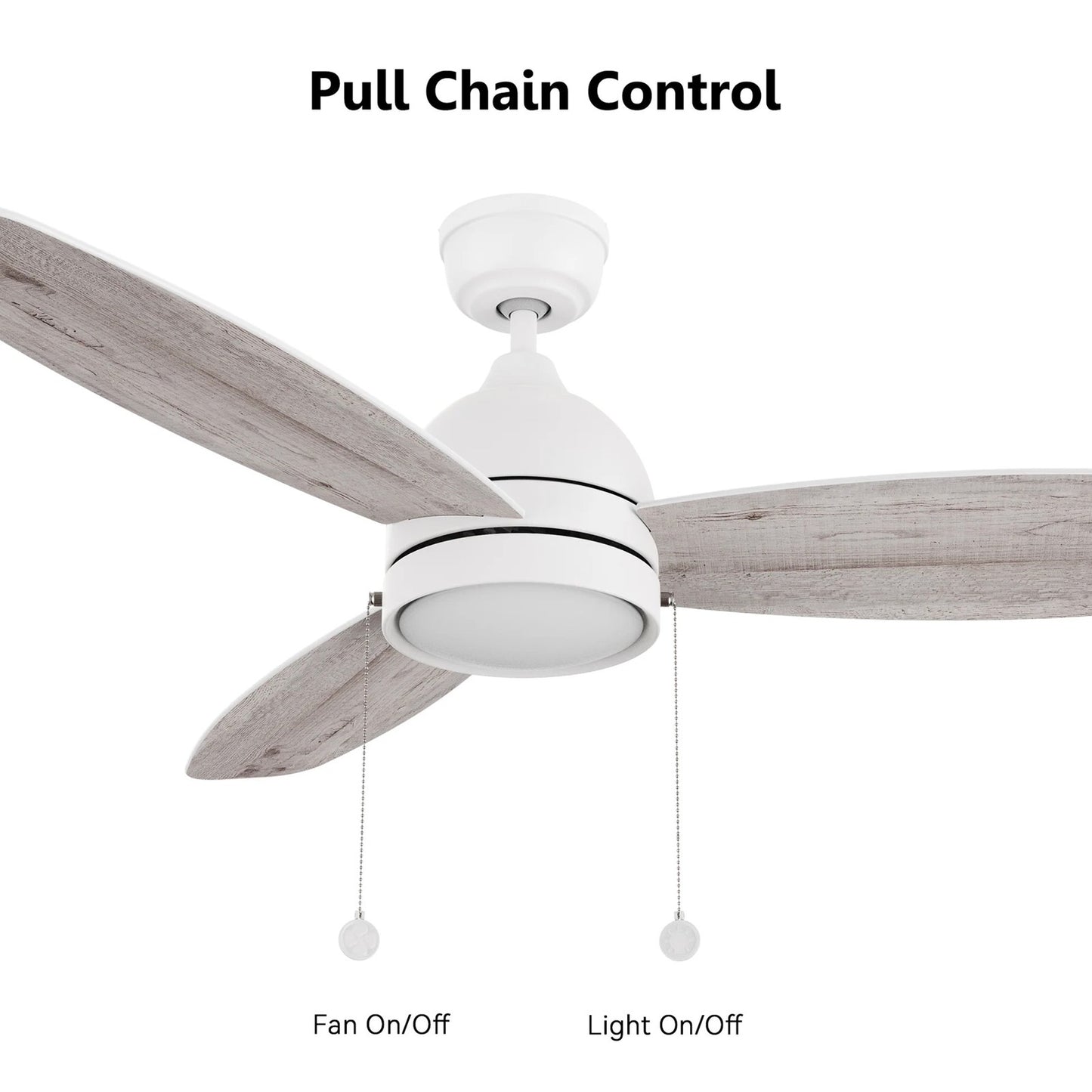 Carro Greenwood 52in 3-Blade Ceiling Fan | Soft Modern White and Plywood | Living Room & Bedroom | 52 x 52 x 15.6 in | Model CFP523Q5-L12-WP-1