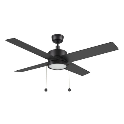 Carro Ascott 52in 4-Blade Ceiling Fan | Modern Black and Plywood | Living Room & Bedroom | 52 x 52 x 15.1 in | Model CFP524E5-L12-B2-1