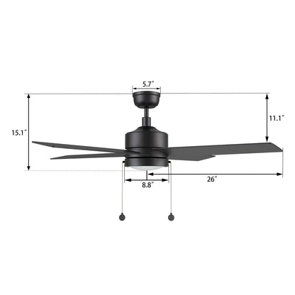 Carro Ascott 52in 4-Blade Ceiling Fan | Modern Black and Plywood | Living Room & Bedroom | 52 x 52 x 15.1 in | Model CFP524E5-L12-B2-1