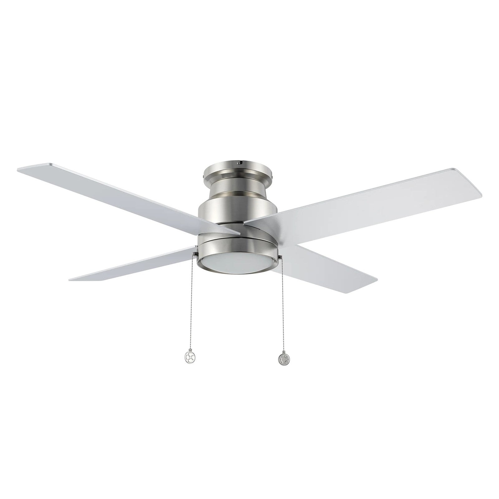 Carro Ascott 52in Flush Mount Ceiling Fan | Brushed Nickel Plywood Blades and Integrated LED | Living Room & Bedroom | 52 x | Model CFP524E5-L12-SJ-1-FM