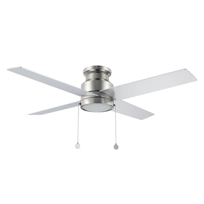 Carro Ascott 52in Flush Mount Ceiling Fan | Brushed Nickel Plywood Blades and Integrated LED | Living Room & Bedroom | 52 x | Model CFP524E5-L12-SJ-1-FM