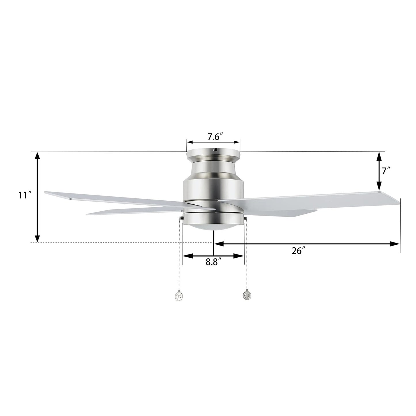 Carro Ascott 52in Flush Mount Ceiling Fan | Brushed Nickel Plywood Blades and Integrated LED | Living Room & Bedroom | 52 x | Model CFP524E5-L12-SJ-1-FM
