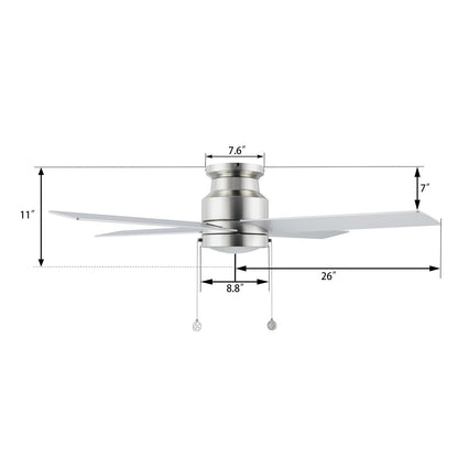 Carro Ascott 52in Flush Mount Ceiling Fan | Brushed Nickel Plywood Blades and Integrated LED | Living Room & Bedroom | 52 x | Model CFP524E5-L12-SJ-1-FM